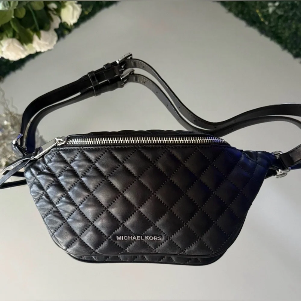 Michael Kors Quilted Black Leather Belt Bag - Picture 3 of 12